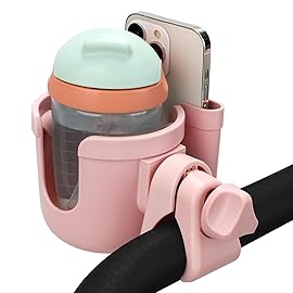 Accmor Stroller Cup Holder with Phone Holder, Bike Cup Holder, Universal Cup Holder for Uppababy Nuna Doona Strollers, 2-in-1 Cup Phone Holder for Stroller, Bike, Wheelchair, Walker, Scooter