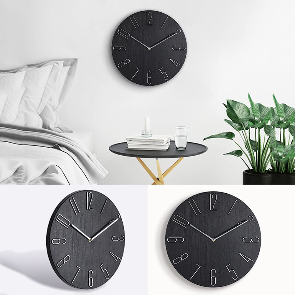 Duże zegary ścienne, nowoczesny zegar ścienny minimalistyczny imitacja drewna tekstura cyferblat cichy nietykający zegar kwarcowy na baterie 3D duże cyfry łatwy do odczytania dobry