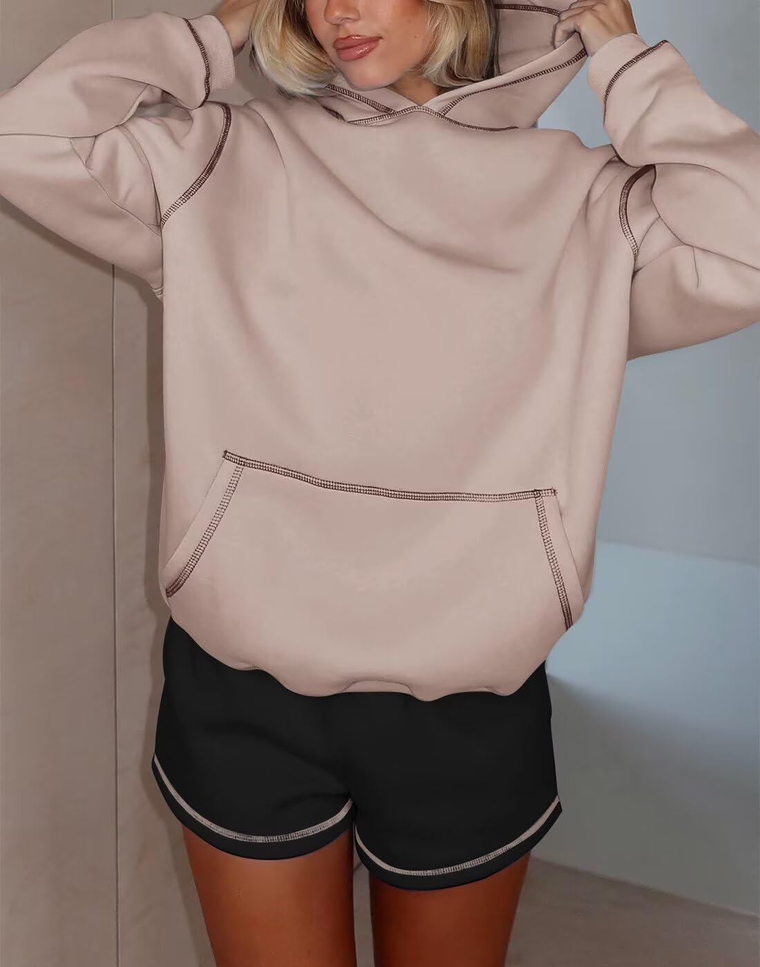 INFITTY Womens Hoodies Long Sleeve Tops Fleece Sweatshirts Fall Fashion 2025 Pullover Sweaters With Pocket Winter Clothes - Image 3