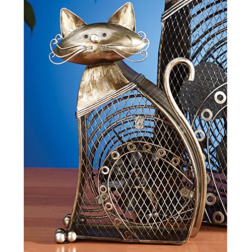 Deco Breeze DecoBreeze DBF0257 Animals/Insects Figurine Fan from Cat Collection in Pwt, Nckl, B/S, Slvr. Finish, 4 Inch, Antique Silver