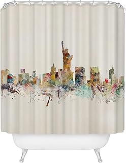 Society6 Shower Curtain - Bathroom Decor by Bri Buckley - Extra Long Fabric Shower Curtains for Bathroom, 72" x 69", New York City Skyline