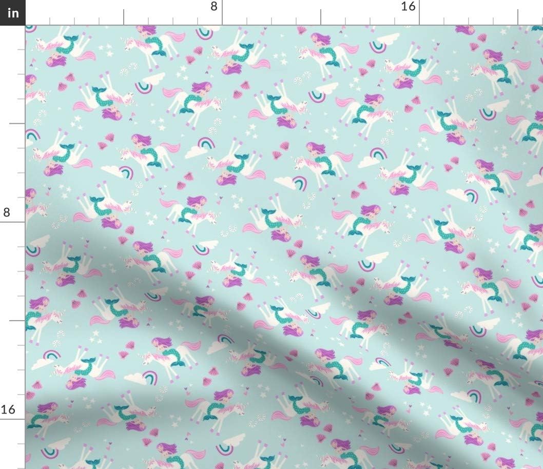 Spoonflower Fabric - Mermaid Unicorn Novelty Kids Cute Printed on Petal Signature Cotton Fabric by The Yard - Sewing Quilting Apparel Crafts Decor