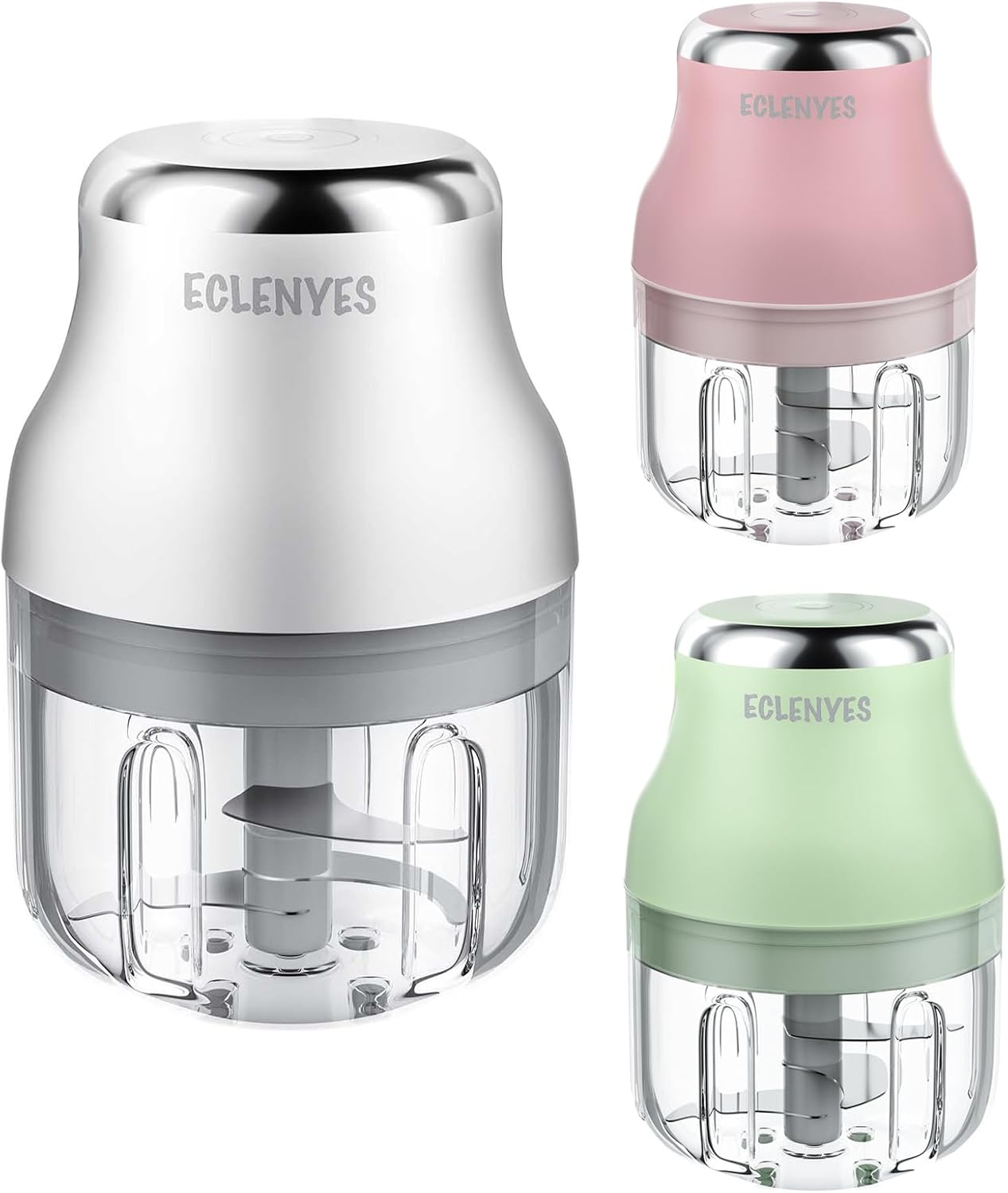 Pack of 3 Color Electric Garlic Chopper, 250ML Mini Portable Veggie Chopper, Garlic Grinder Masher Onion Chopper, Blender to Vegetable, Wireless Food Processor for Ginger, Chili, Fruit, Meat, etc