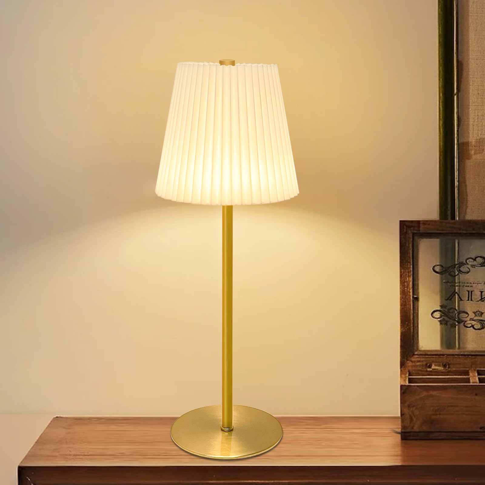 ZHENMING Lámpara de mesa inalámbrica, lámpara de mesa de tela de lino, recargable, 5200 mAh, funciona con pilas, con atenuación continua de 3 colores y 3 modos de iluminación, control táctil, lámparas