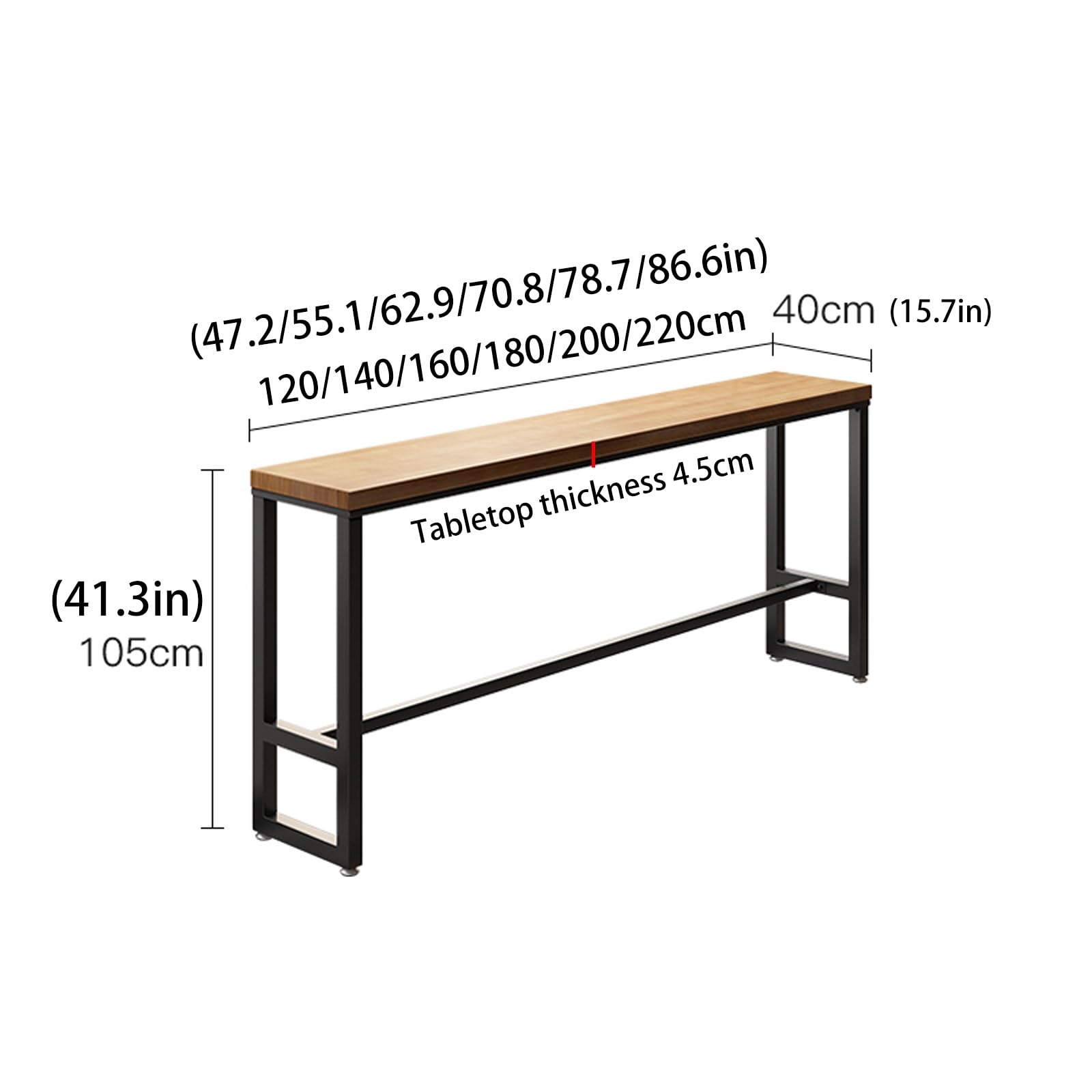 Nowoczesny stół barowy z litego drewna, długość 220 cm, stół do jadalni i kuchni, stół barowy w stylu industrialnym, idealny do domowych barów, bez stołka w zestawie