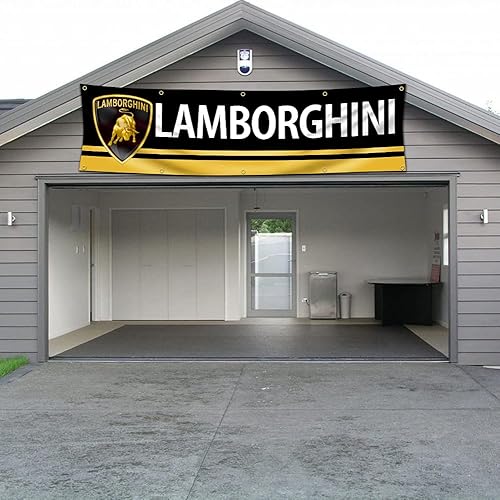 Miniatura 2 de ENMOON Bandera para Banner Racing (2 x 8 pies, color vivo, poliéster 150D) para hombre, cueva de garaje con 6 ojales de latón