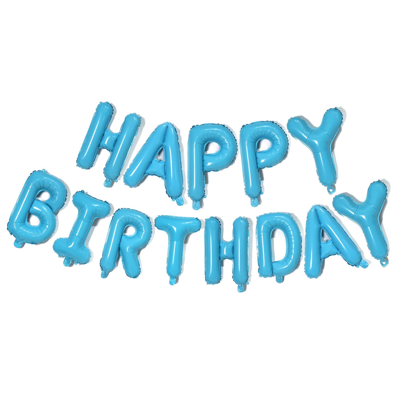 KALOR Light Blue Happy Birthday Balloons Banner, 16 Inch Mylar Foil Letters Balloon Sign for Birthday Party Decorations Photo Booth Backdrop