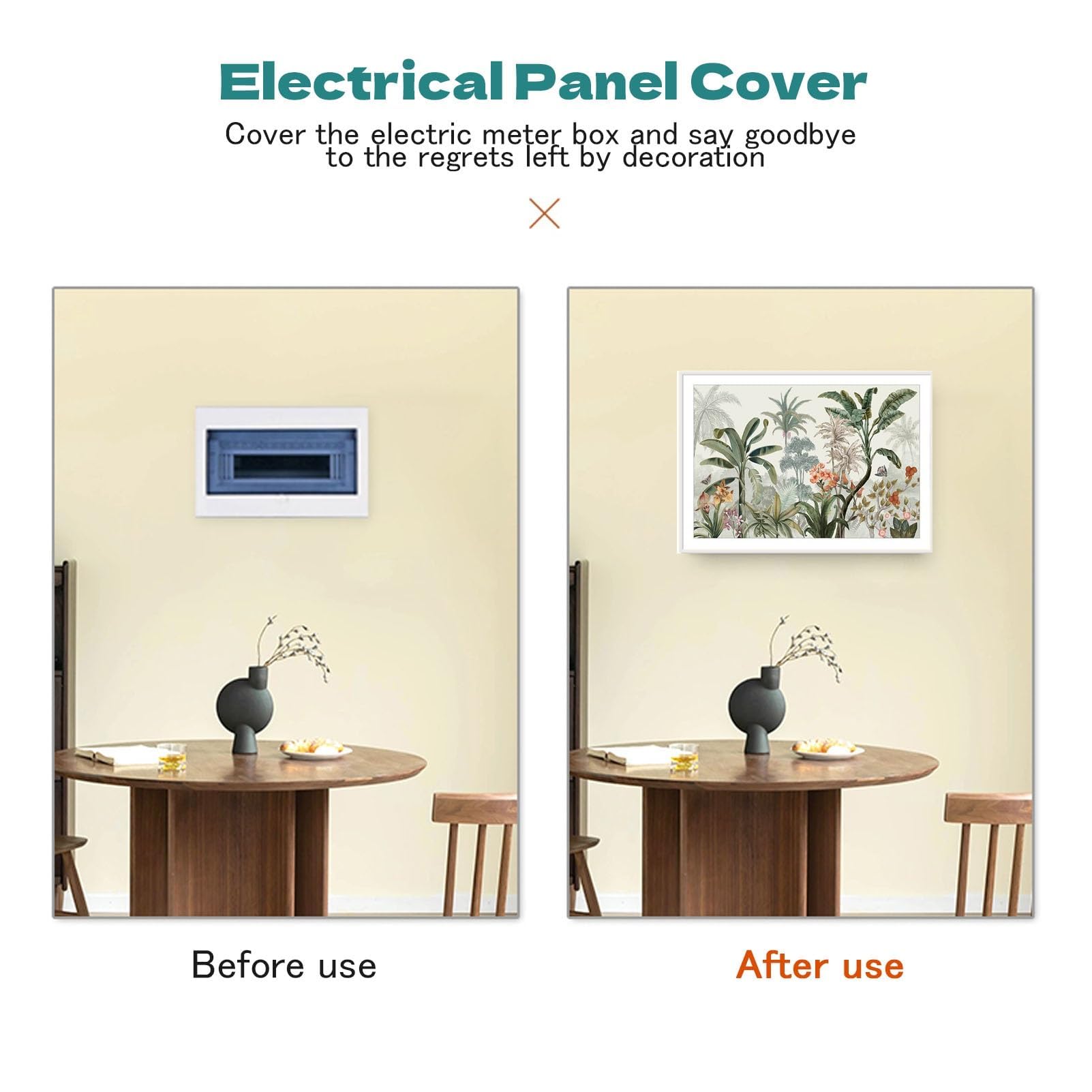 Dekoracyjna osłona panelu elektrycznegoStylowa skrzynka bezpieczników montowana na ścianie i pokrywa wyłącznika panel przełącznika korektor czarny design 50 x 40 cm / 19,7 x 15,7 cala do dekoracji