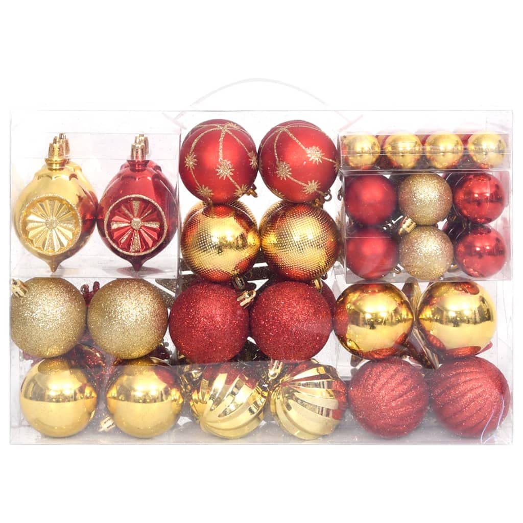 Decor - Juego de 108 bolas de Navidad doradas y rojas, decoraciones de temporada y festividades