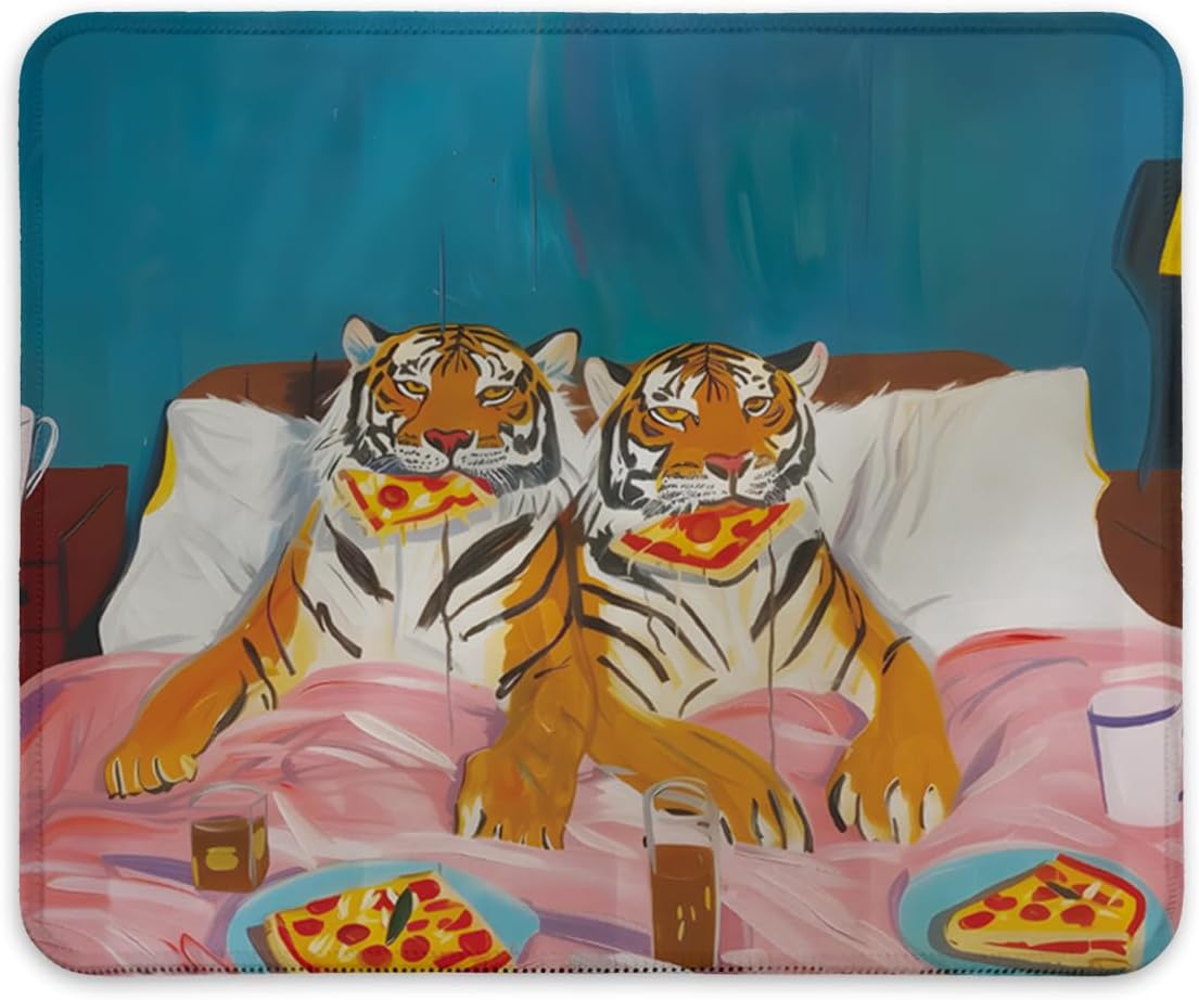 Funny Tiger Animals Mouse Pad, Aesthetic Mousepad for Wireless Mouse, Tigers Gifts for Women, Cute Office Work Desk Accessories Decor 9.5×7.9 Inch