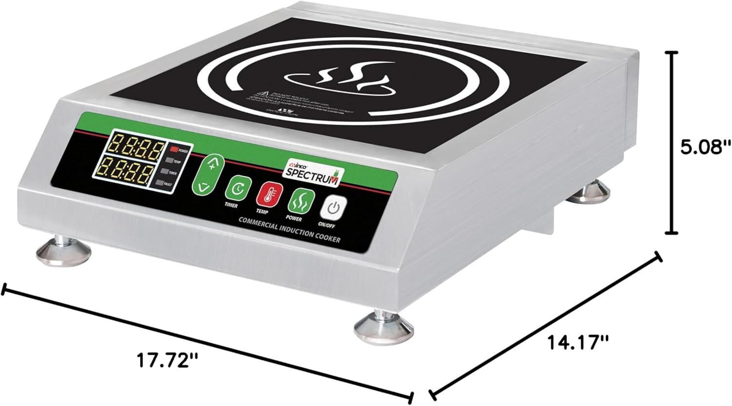 Winco EICS-34 Commercial-Grade Portable Induction Cooktop Burner, 3400 W, 240V