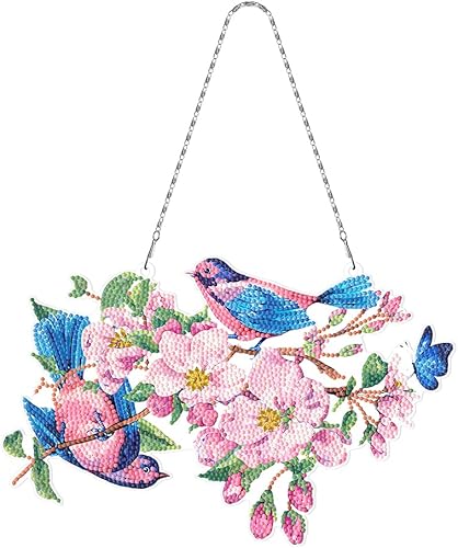 Dije colgante de pintura de diamante de Pascua 5D para niños adultos principiantes arte de diamante letrero colgante de animales florales mosaico de