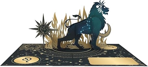 Miniatura 11 de iGifts And Cards Leo - Tarjeta emergente de cumpleaños, felicitación de astrología del zodiaco 3D, diseño de constelación de león celestial, 5 x 7