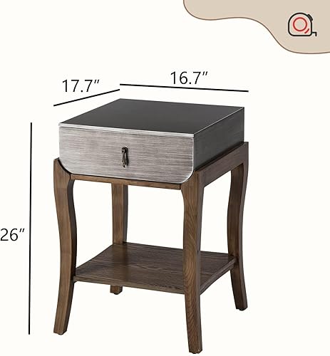 Miniatura 32 de HOMPUS Juego de 2 mesas auxiliares vintage, mesas auxiliares redondas rústicas con acabado de grano de madera, 2 piezas, mesita de noche, mesa