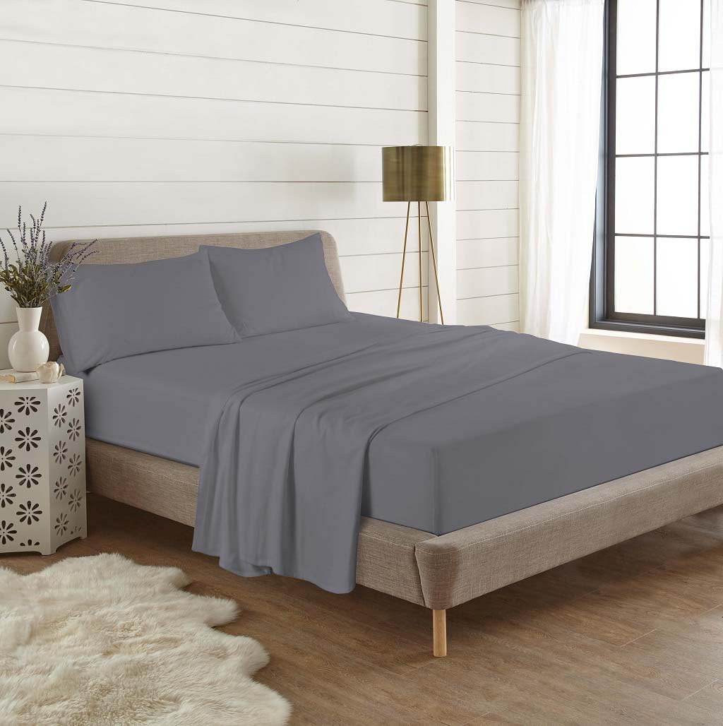 Dazzle Collection 100% Brushed Cotton Thermal Flannelette Fitted Sheet 25cm Deep Mattress Sheet Soft & Cozy Fitted Bed Sheet (Gray, King)
