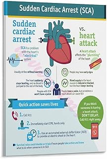 Sudden Cardiac Arrest Knowledge Guide Poster Hospital Wall Art Poster Canvas Painting Wall Art Poster for Bedroom Living Room Decor 24x36inch(60x90cm) Frame-style