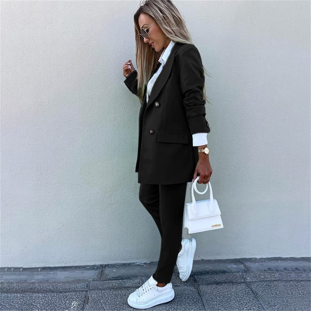 Las Mujeres de Color sólido Traje de Negocios de Manga Larga Traje Chaqueta Pantalones Traje de Moda Slim Calle Traje de Dos Piezas Pantalones Traje de Dos Piezas
