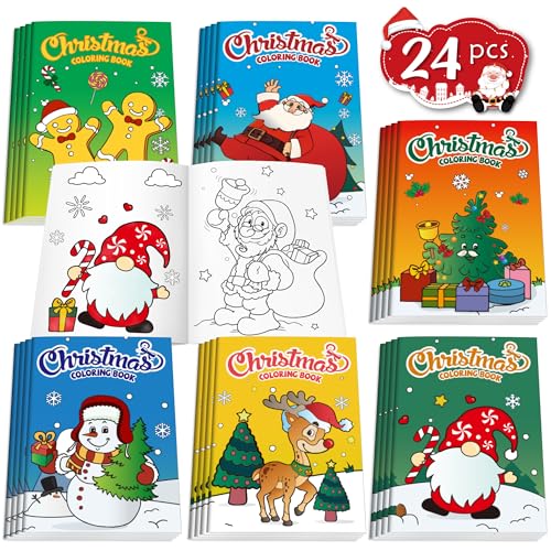 D-FantiX Confezione da 24 libri da colorare natalizi per bambini, bomboniere per feste di Natale per bambini, attività natalizie, regali per ragazzi e ragazze, regali di Natale, premi, calze,