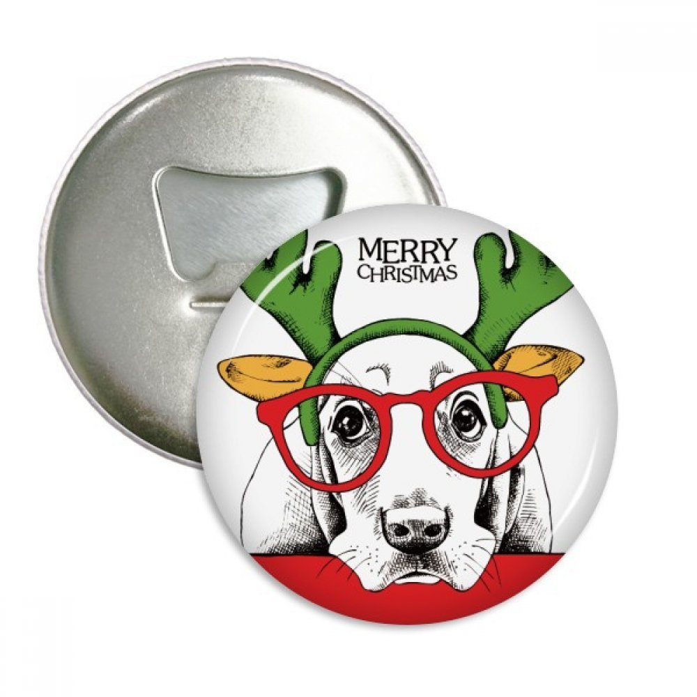 Cadeau argent décapsuleur aimanté chien aquarelle lot de trois badges