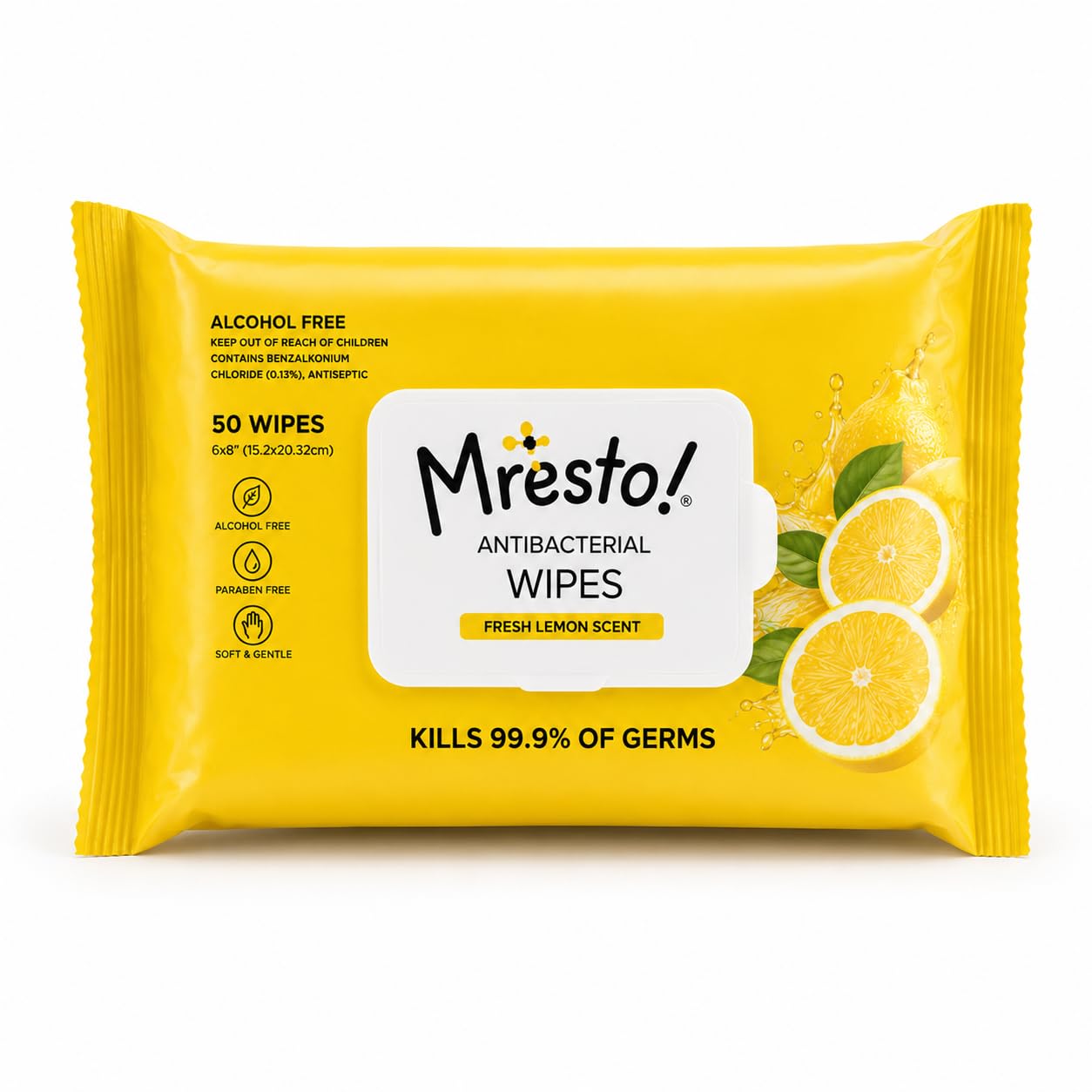 MRESTO Lemon Wet Wipes | 50 Wipes x 2 Packs (100 Wipes Total) | Soft & Gentle Multipurpose Wet Tissues | Refreshing Lemon Fragrance | Resealable Travel-Friendly Pack-picture-10