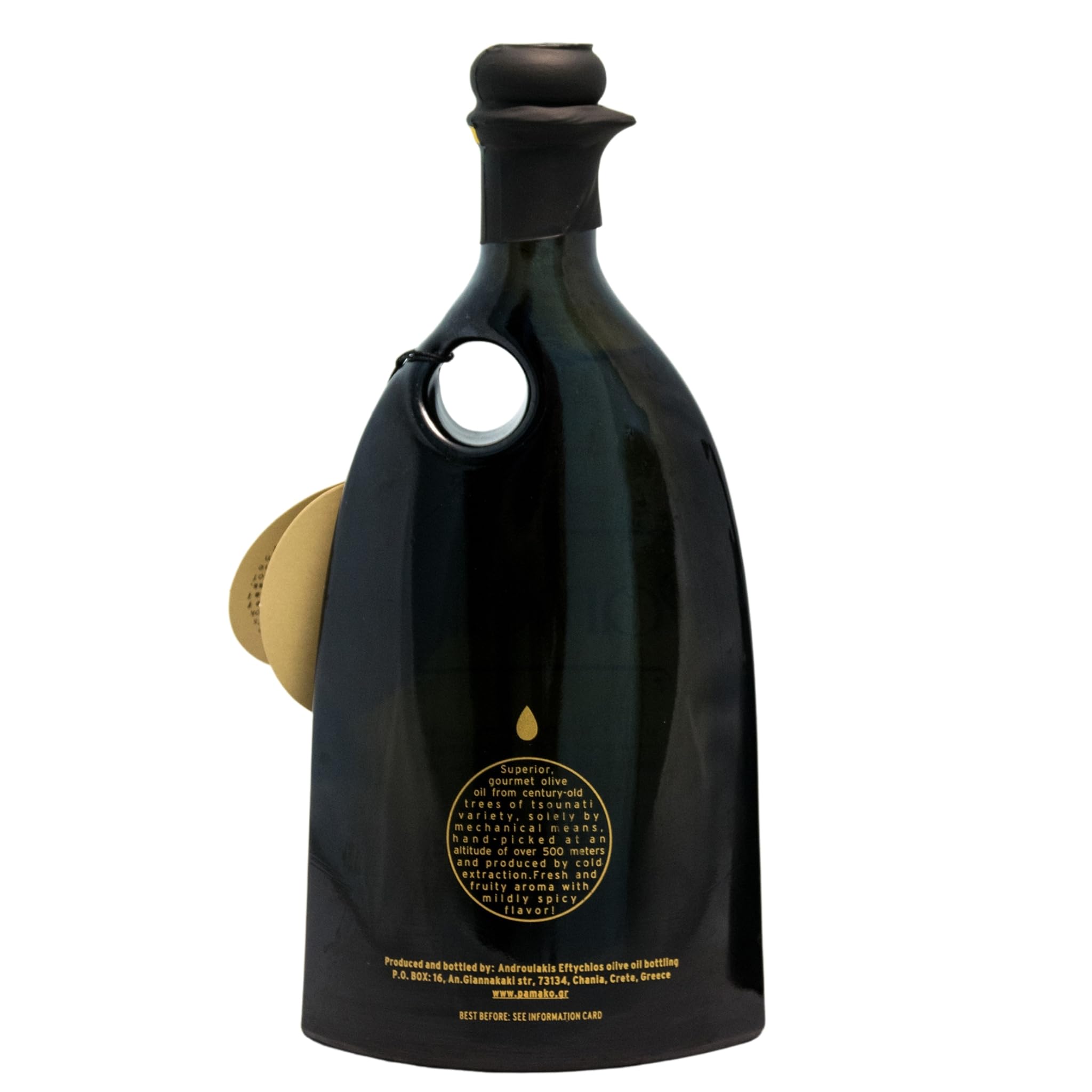 PAMAKO Bio Olivenöl Natives Extra 500ml Monovarietal 100% Tsounati — Griechisches Olivenöl Kreta, kaltgepresst — 2081 mg/kg Polyphenole hochphenolisch — 20 Goldmedaillen NYIOOC LODO HYPERVOO