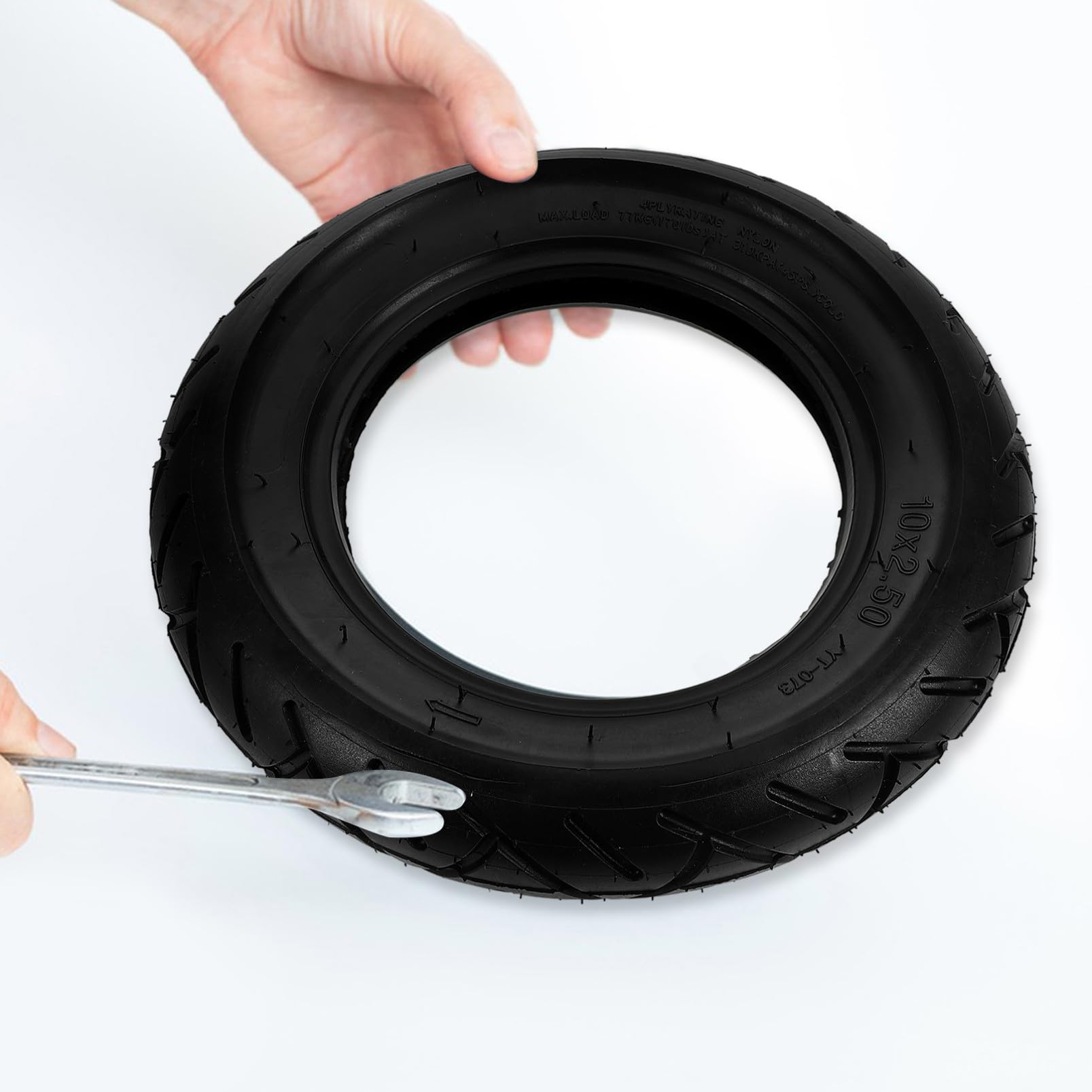 Neumático de Caucho para Scooter Eléctrico 10x2.5 Negro Resistente y Antideslizante Fácil Instalación y Reemplazo Rápido para Patinete Eléctrico