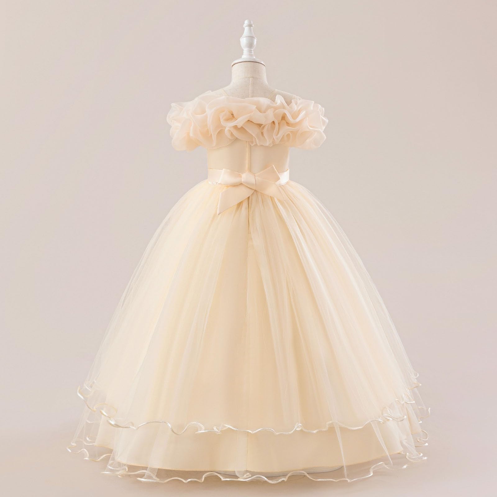 Elegante abito da bambina per matrimoni, feste, con design a spalle scoperte, gonna tutù con ampio orlo per bambini dai 7 ai 12 anni, perfetto per il tempo libero, le feste all'aperto e la vita