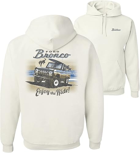 Wild Bobby Sudadera con capucha clásica clásica con estampado de Ford Bronco Enjoy The Ride Cars and Trucks en la parte delantera y trasera, unisex Wild Bobby Sudadera con capucha clásica clásica con estampado de Ford Bronco Enjoy The Ride Cars and Trucks en la parte delantera y trasera, unisex
