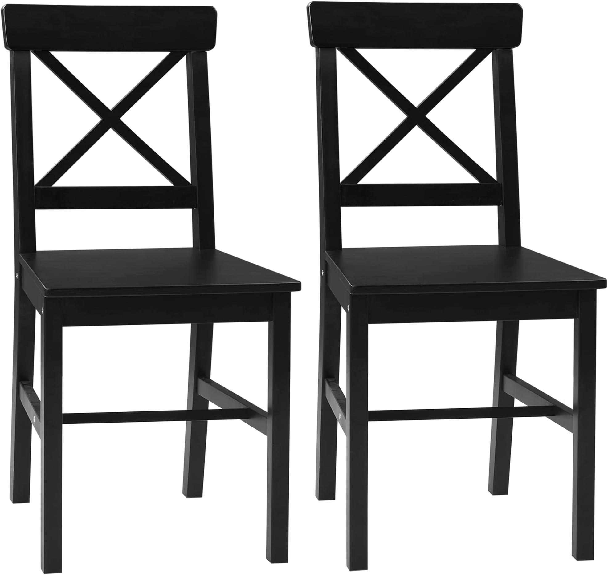 Modern Farmhouse Dining Chairs Set of 2, Wooden Kitchen Chairs with Cross