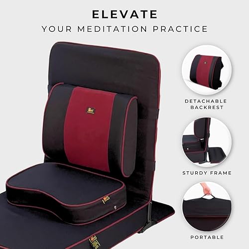 Miniatura 3 de Friends of Meditation Silla de meditación extra grande  Silla de piso con soporte de respaldo  Sillas de yoga para adultos  Silla plegable portátil