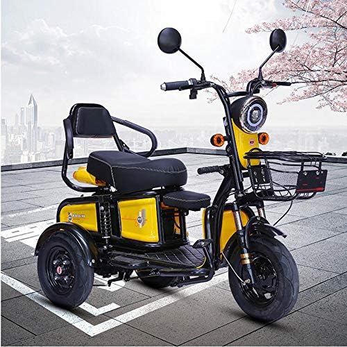 WLY Electric Three Wheels Three Wheel Electric Scooter Elderly Adults with Disabilities Scooters high-Power Battery Life / 60V20A/48VV20A / Lithium Battery,Yellow,48v20a