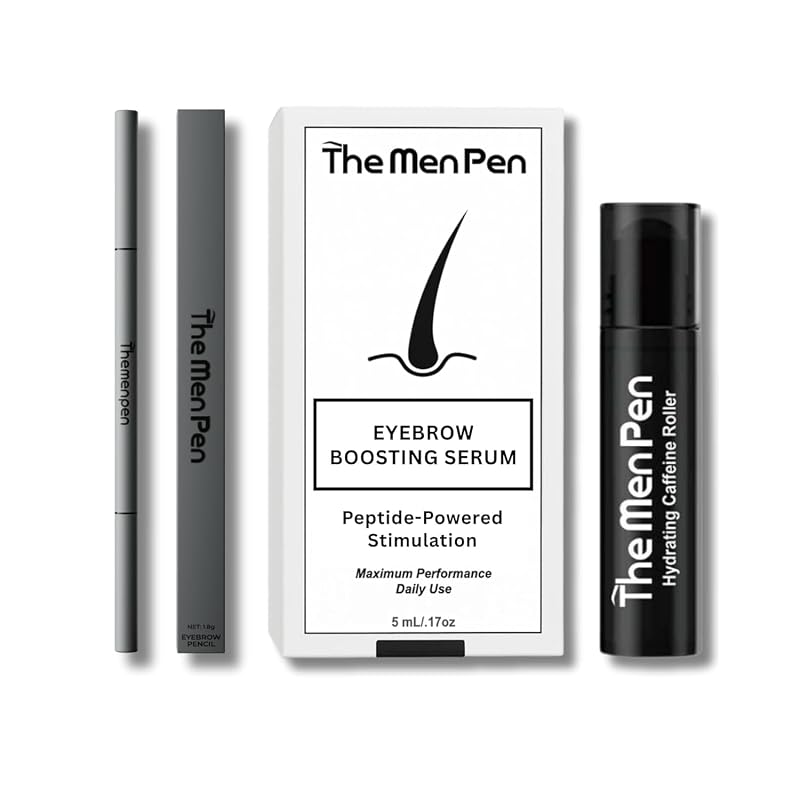 Kit The Men Pen com sérum para olhos, roller de cafeína e sérum para sobrancelhas — Light Brown