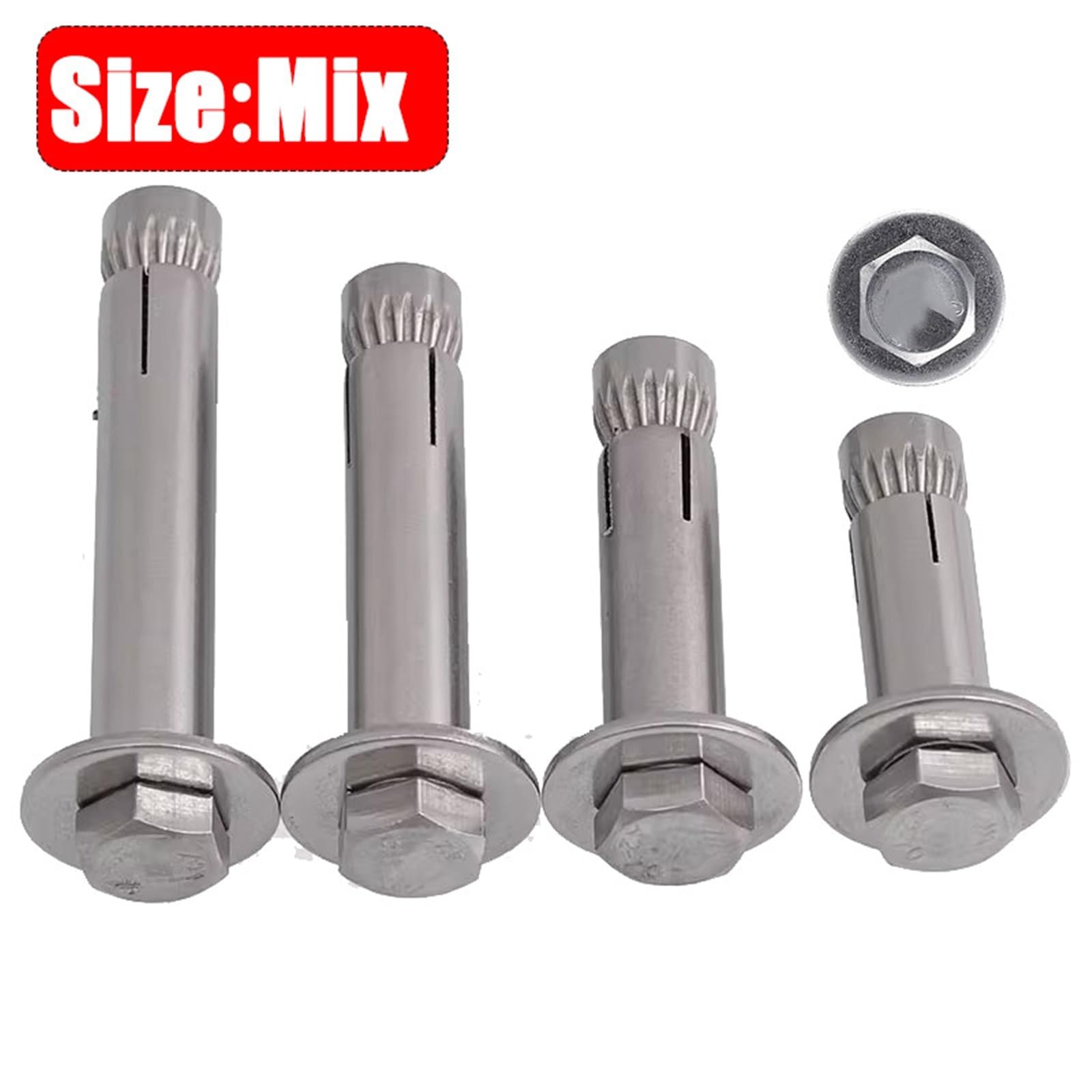 Fisher Tasselli Bulloni ad espansione in acciaio inossidabile M6 M8 M10 M12 Vite con dado esagonale esterno Elementi di fissaggio Bullone metallico for calcestruzzo(Mix,5PCS)