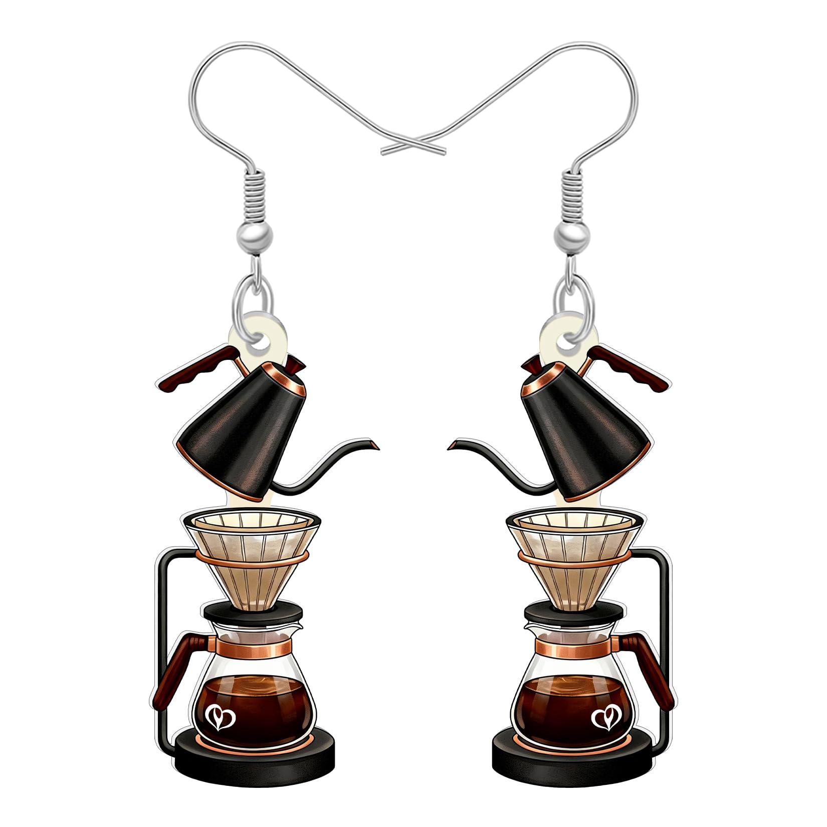 BONSNY Acrylic Dangling Novelty Fun Black Coffee Machine Earrings Hypoallergenic Designer Jewelry Gifts For Women