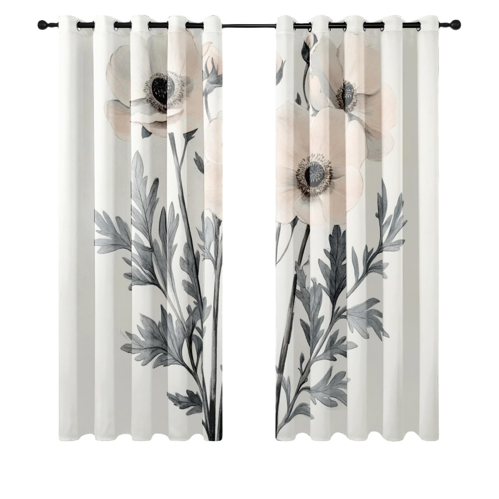 Curtain Elfenbeinweiß Grau Gardinen Blackout Curtain Polyester Vorhang mit Ösen Waschbar Vorhänge Living Room Verdunklungsvorhänge Schlafzimmer Gardienen Vorhang Blickdicht 2x100x240cm