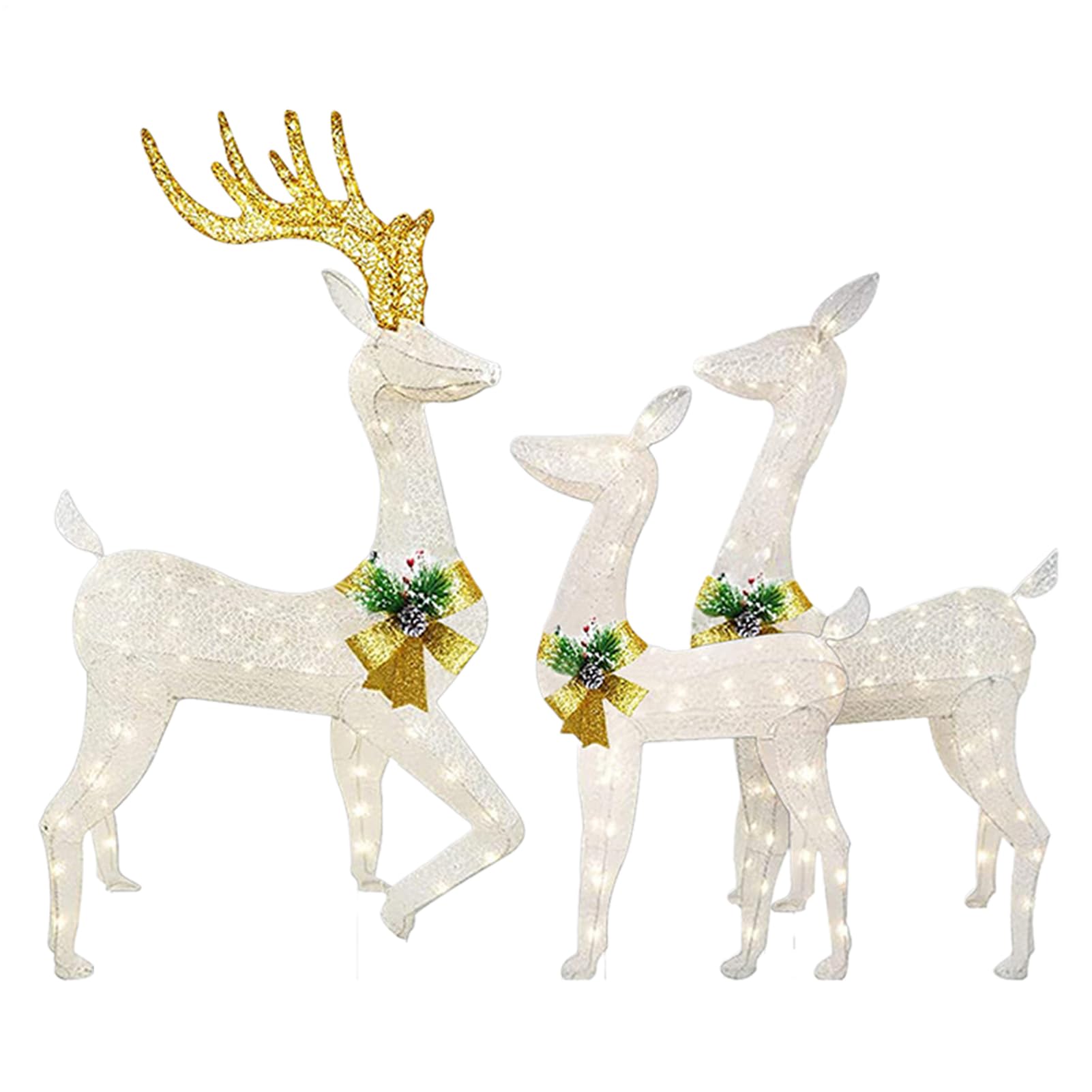 Rennes de Noël éclairés avec piquets de sol pour cour et décoration jardin
