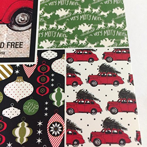 12 Days Of Christmas 8X8 Inch Paper Pad, Vintage, Plaid, Candy Cane, Sleigh, Snow, Old Red Cars #TOP1