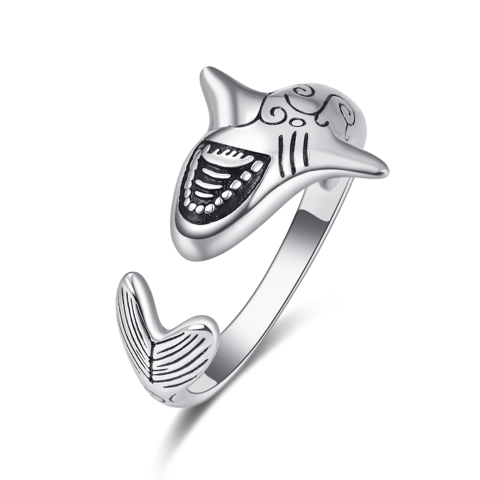 PRAYMOS Schlangenring 925 Sterlingsilber Einstellbarer Rings Bohemia Schlangen Ring Stapelbare Band Punk für Frauen Damen Herren Männer Unisex Schmuck