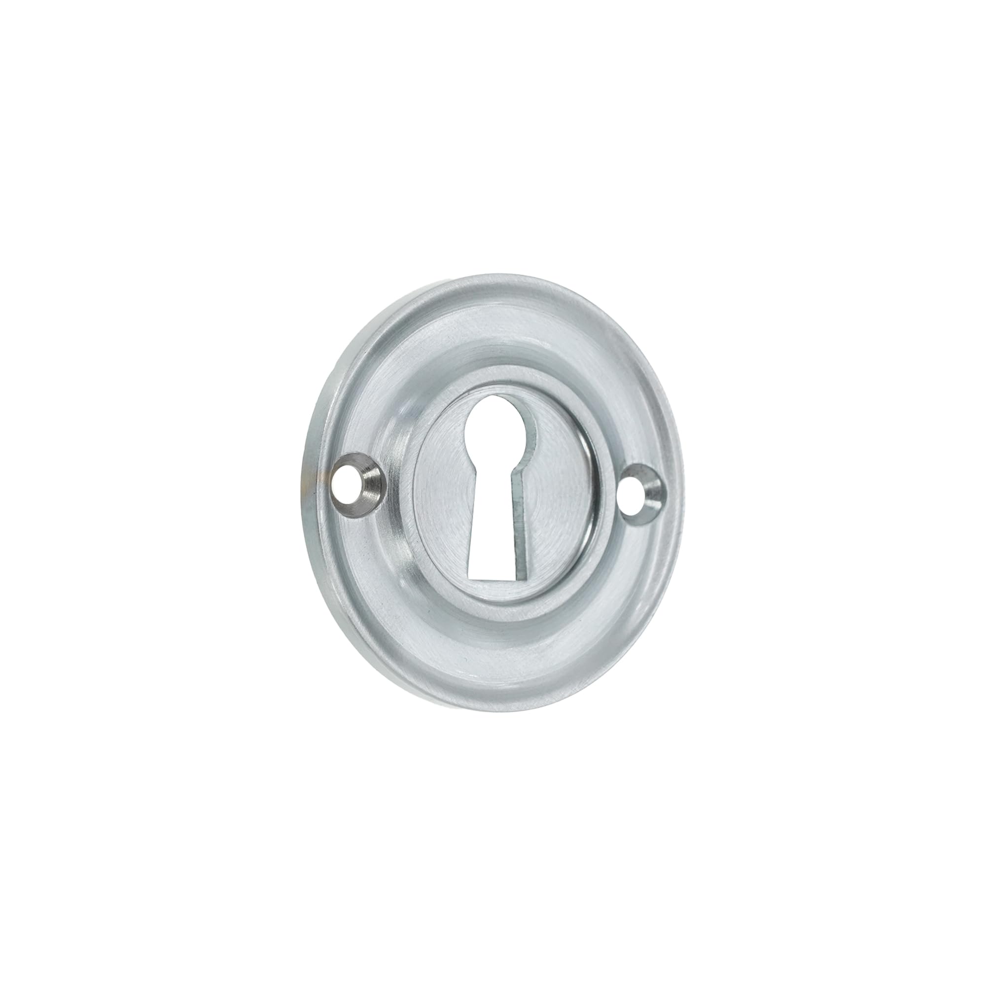 Infinity Decor Solid Brass Vintage Style Slimline Standard Escutcheon Door Lock Keyhole Cover for Front Doors 42mm (Satin Chrome)