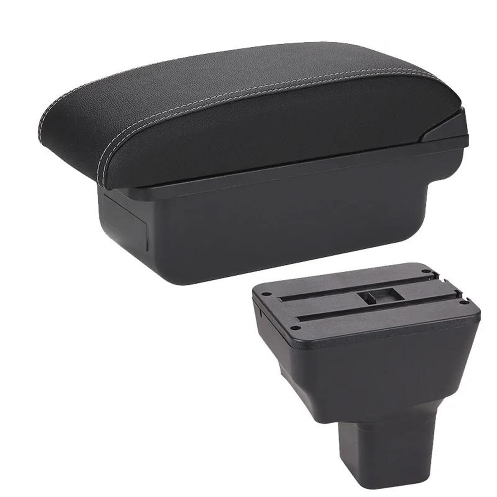 NOHEEU Car Center Console Storage Box Multifunctional Armrest Interior Accessories For Kicks 2016-2021(C3 Black white NOUSB)