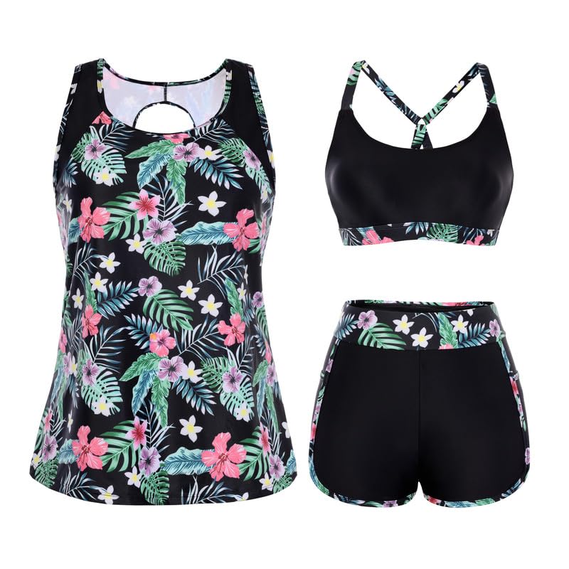 Hanna Nikole Maillot De Bain 3 Pièces Femme Tankini Manches Longues