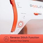 Poolin EOC02 Computerized Sewing Machine, 200 Stitches, LCD Screen,Wide Table,7 Presser Feet,Sewing Machine for Beginners Gifts (Orange)
