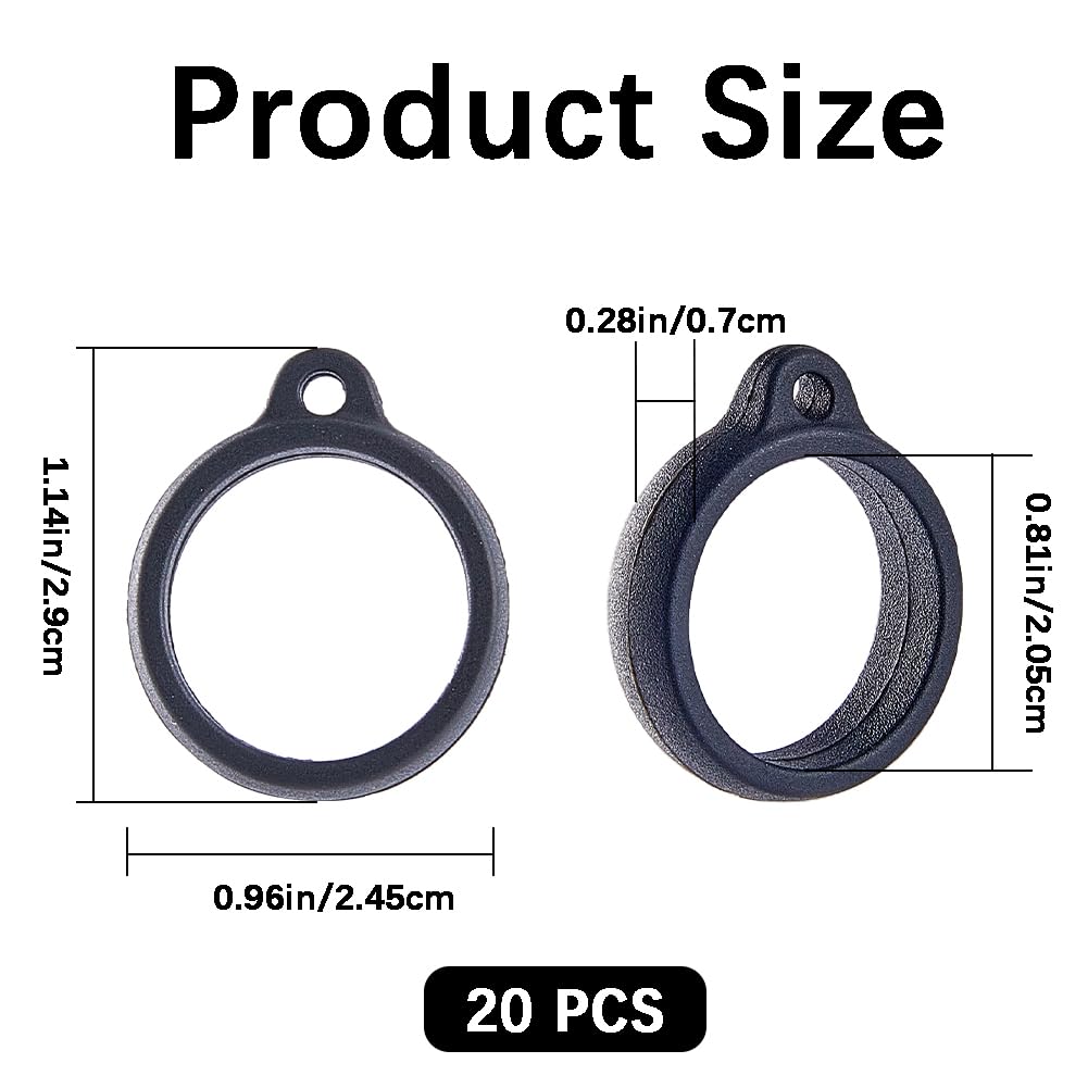 GORGECRAFT 20PCS Anti-Lost Silicone Rubber Rings 20mm Diameter Black Non-Lost O Rings Multipurpose Adjustable Holder Pendant for Necklace Lanyard Pens Device Keychains Office Supplies - Image 2