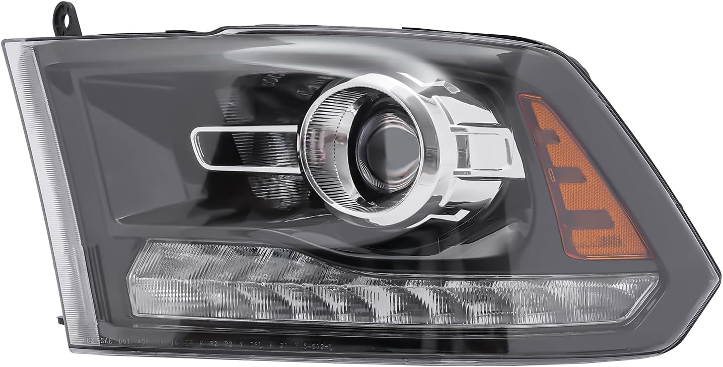 Projector Headlights Headlamps Set Left+Right CH2502245 CH2503245 Compatible with Dodge Ram 1500 2500 3500 2013-2018 Halogen LED Projector Headlights w/Turn Signal Bulbs