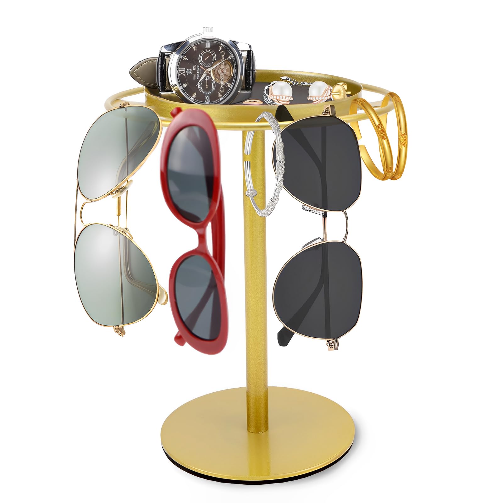 Organizer Per Occhiali Da Sole Da Tavolo - Supporto Metallico Dorato Per Fino A 12 Occhiali, Con Base Rotante, Ideale Per Organizzare E Esporre