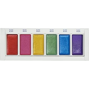 シャザム!♤セット！！ Amazon.co.jp: 呉竹 絵の具 顔彩耽美 ジェムカラーズ 6色セット