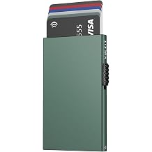 VULKIT Minimalist Credit Card Holder Pop Up Card Case RFID Protection Slim Metal Wallet Card Holder Wallet, Midnight Green , Taille unique, minimalist