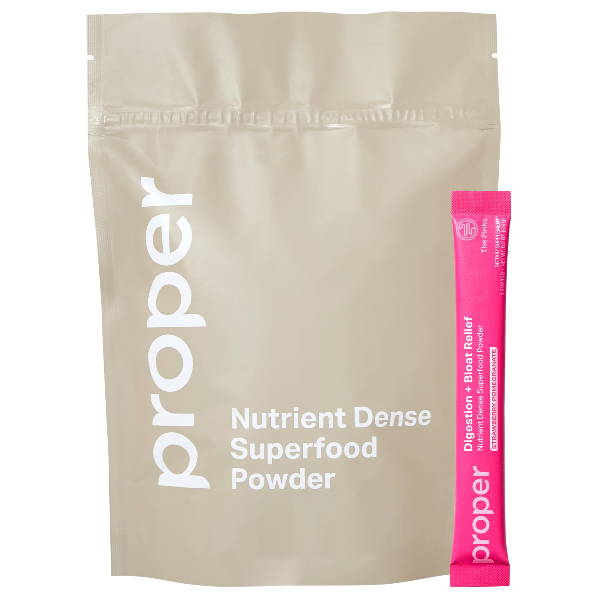 ProperThe Pinks Digestion and Bloat Relief. Drink Mix with Gut Health Probiotics, Prebiotics, Beet Root & Enzymes for Digestive Support. Bloating and Microbiome Supplement for Women and Men