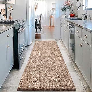 PHP Super Soft Fluffy Shaggy Rug Non Slip Kitchen Mat Rugs Living Room Large Area Rugs Modern Floor Carpet Mat Rugs Bedroom Decor Non Shedding (Beige, 60cm x 110cm (2ft x 3ft 7")