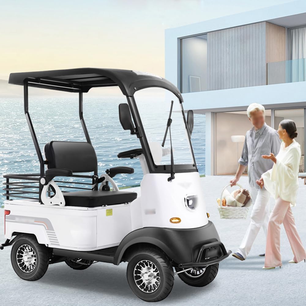 Electric Golf Carts, 4 Wheel Courtesy Car for Seniors with Storage Box, Farm Load Truck for Seniors and Adults Comes, Heavy Duty Golf Cart